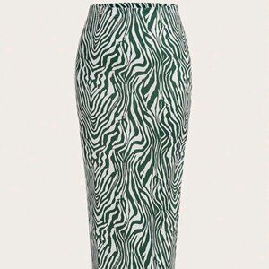 Coolane plus Size Zebra Pattern Printed High Waisted Skirt